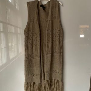 NWOT Tan Duster Vest with Fringe